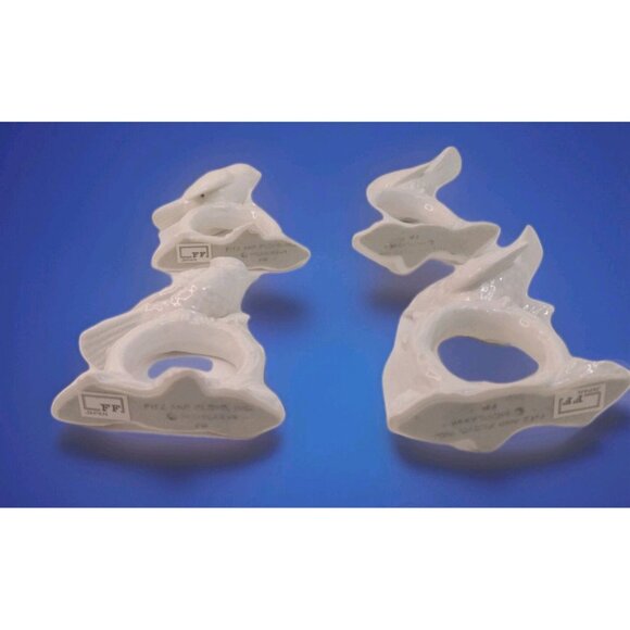 Fitz and Floyd Vintage 1970s Porcelain White Birds Napkin Rings Set of 4 Japan - Picture 10 of 12